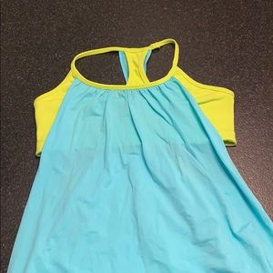 Two tone Lululemon built in bra yoga top